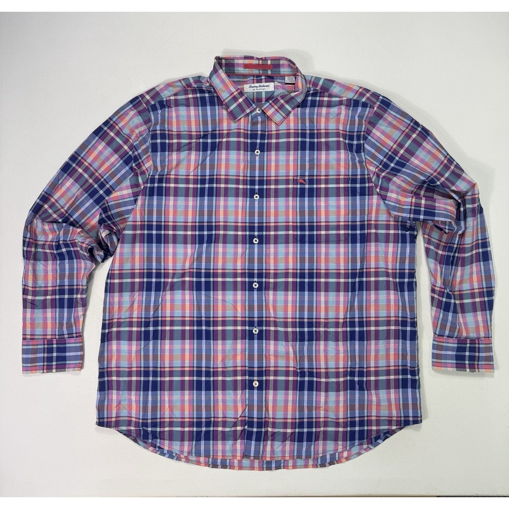 Tommy Bahama The Siesta Key Shirt Mens 2XL Button Up Long Sleeve Pink Blue